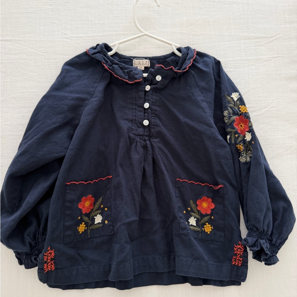 Lali Embroidered Navy Kids Top